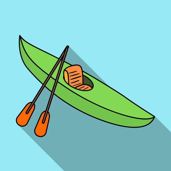 Green kayak for downhill on a mountain river.Sports water transport.Ship and water transport single icon in flat style vector symbol stock illustration.