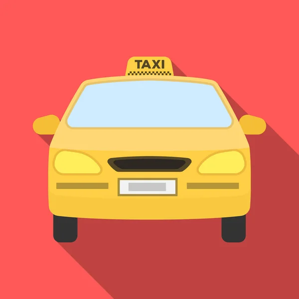 Gul taxi bil. Transport taxi för passagerare. Taxi station enda ikon i platt stil vektor symbol stock illustration. — Stock vektor