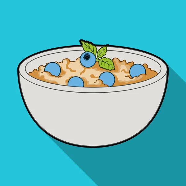 Porridge.Porridge vegetariano delicioso para vegetarianos blueberry.Vegetarian Pratos único ícone em estilo plano símbolo vetor estoque ilustração . — Vetor de Stock