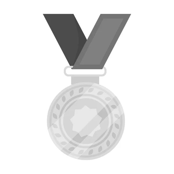 Ασημένιο μετάλλιο σε μια κόκκινη κορδέλα. Το βραβείο για τη δεύτερη θέση στο διαγωνισμό. Βραβεία και τρόπαια ενιαία εικονίδιο στη μονόχρωμη στυλ διάνυσμα σύμβολο μετοχής εικονογράφηση. — Διανυσματικό Αρχείο