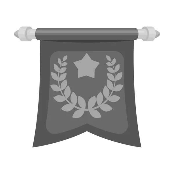 Een rode vlag op een gouden stok met het embleem van de eerste Olympics.Awards en trofeeën één pictogram in zwart-wit stijl vector symbool stock illustratie. — Stockvector
