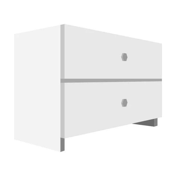 Table de chevet blanche avec deux tiroirs Accessoires de chambre pour toutes sortes de choses.Meubles de chambre icône unique dans le symbole vectoriel de style monochrome illustration stock . — Image vectorielle