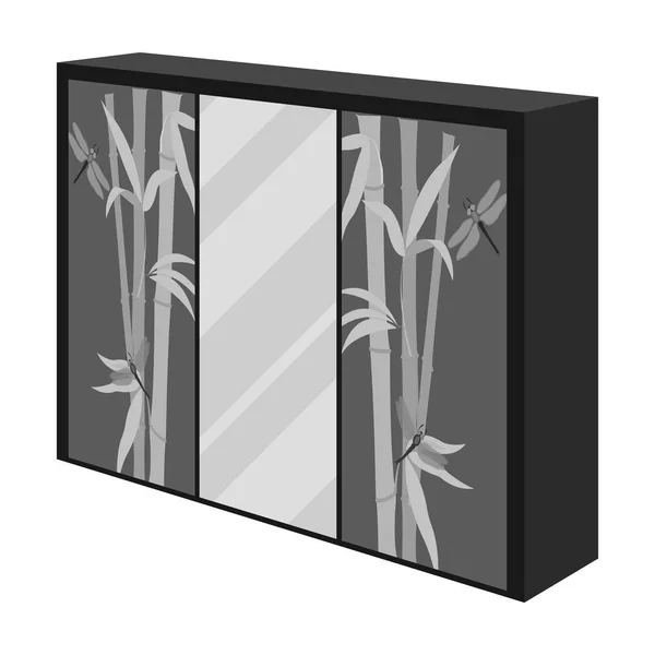 Kleiderschrank mit Spiegel und grünen Türen. der Ort für Kleidung. Schlafzimmer Möbel einzigen Symbol in monochromen Stil Vektor Symbol Stock Illustration. — Stockvektor