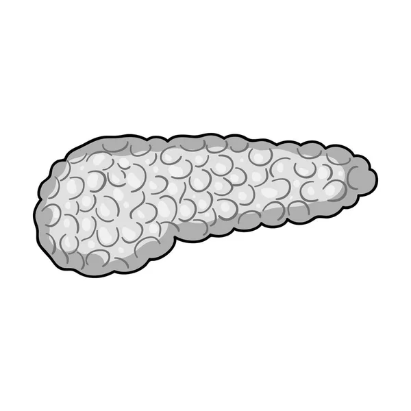 Een zieke pancreas. Een besmet deel van het lichaam met diabetes. Diabetes één pictogram in zwart-wit stijl vector symbool stock illustratie. — Stockvector