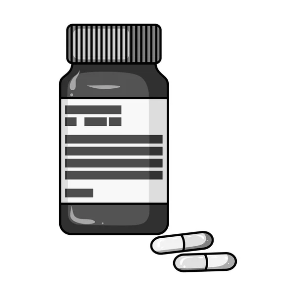 Μπουκάλι με χάπια της ινσουλίνης. Χάπια για το διαβήτη. Διαβητικός φάρμακα. Ο διαβήτης μόνο εικονίδιο σε μονόχρωμη στυλ διάνυσμα σύμβολο μετοχής εικονογράφηση. — Διανυσματικό Αρχείο