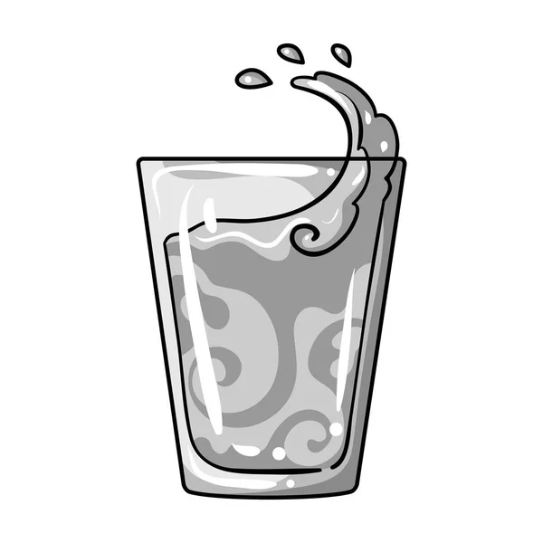 Transparant glas met water. Water te nemen mijn pillen insuline voor diabetici. Diabetes één pictogram in zwart-wit stijl vector symbool stock illustratie. — Stockvector