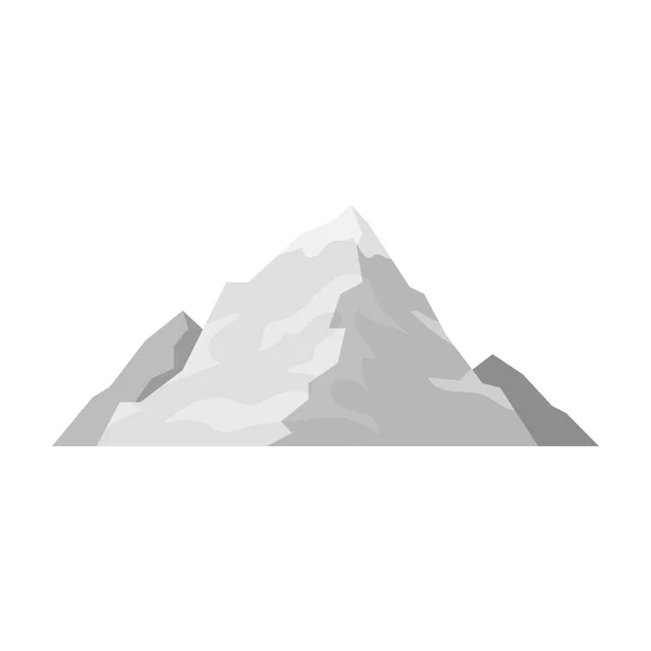 Jég hóval borított hegyvidéki. A hegy a síelés. Más hegyek egy ikon-ban fekete-fehér stílus vektor szimbólum stock illusztráció. — Stock Vector