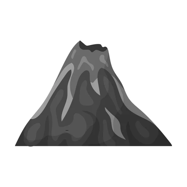 Un volcán ardiente.Una montaña en la que hay una erupción volcánica.Diferentes montañas icono único en el estilo monocromo vector símbolo stock illustration . — Archivo Imágenes Vectoriales