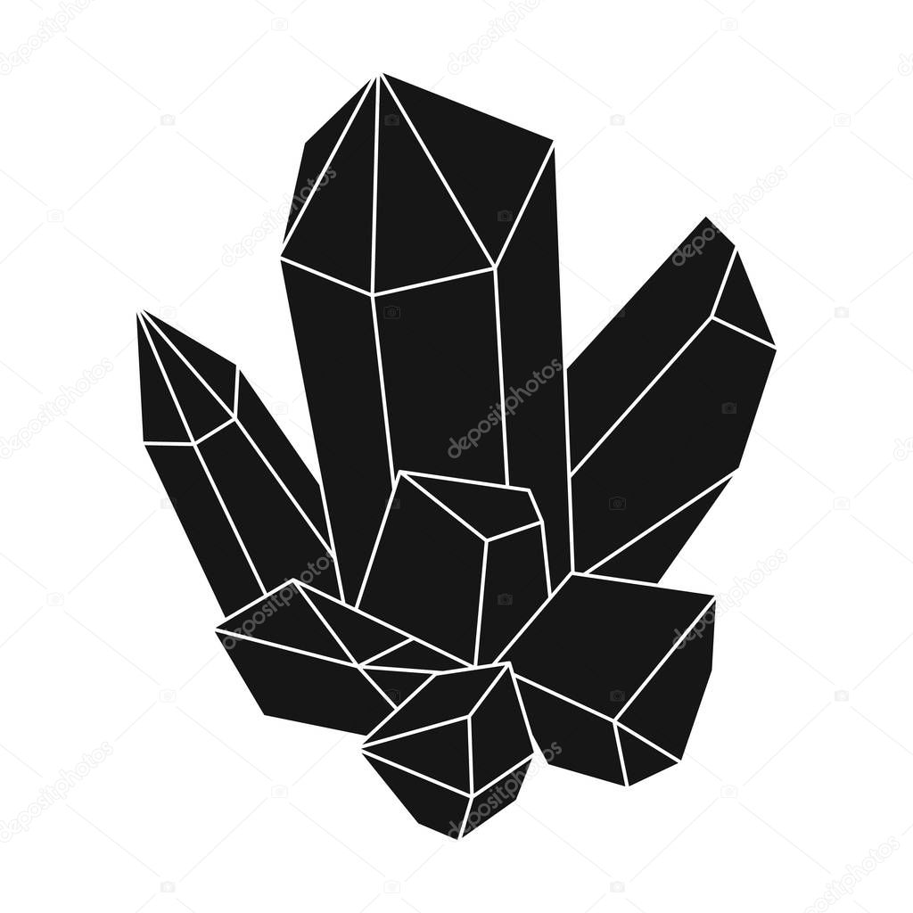 Blue mineral.Crystal, which is a towns produced in the mine.Mine Industry single icon in black style vector symbol stock web illustration.