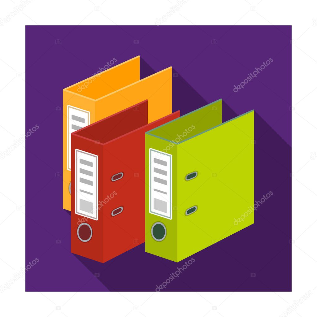 Ring binders icon in flat design isolated on white background. Library and bookstore symbol stock vector illustration.