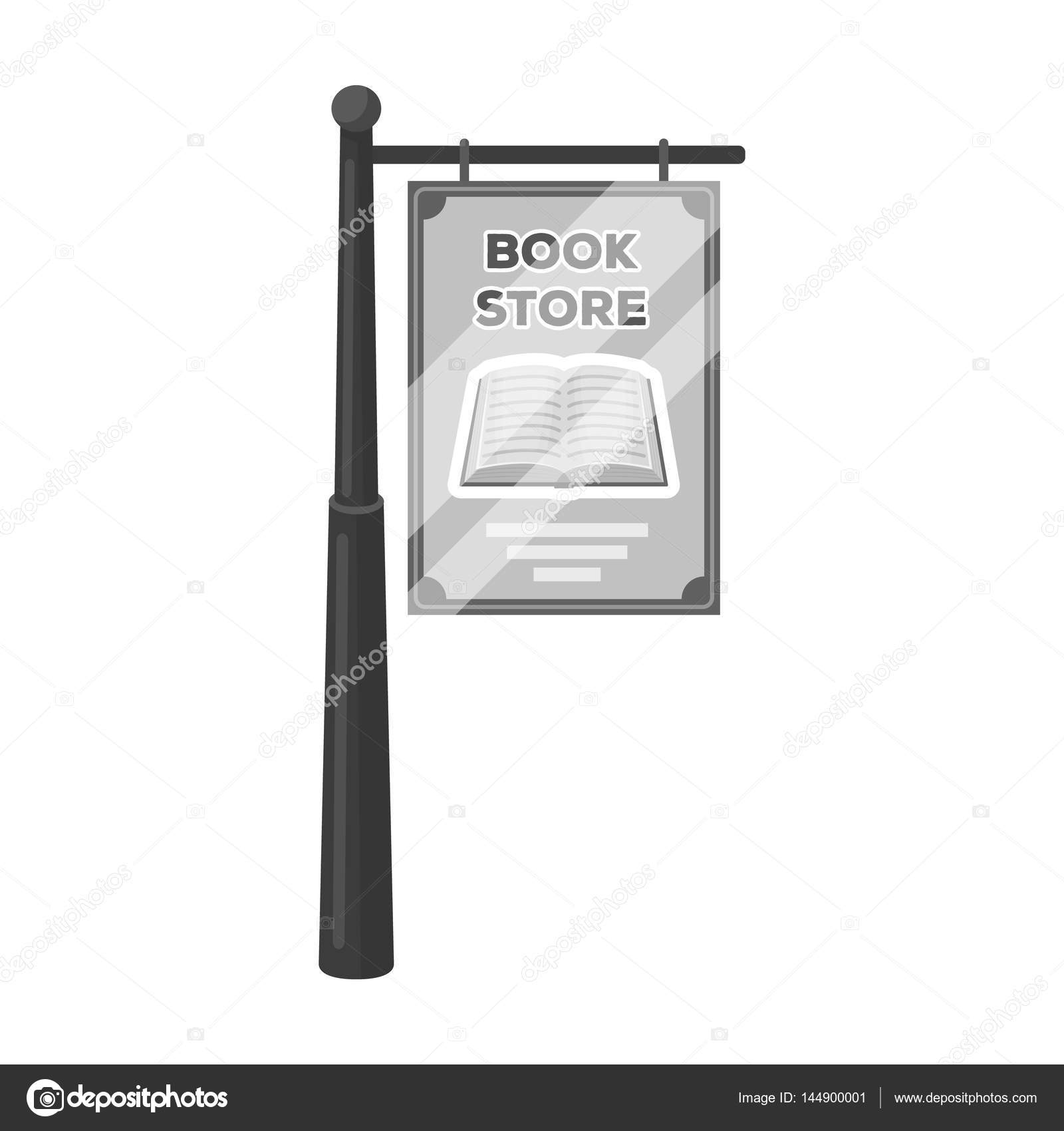 Bookstore signage icon in monochrome style isolated on white background