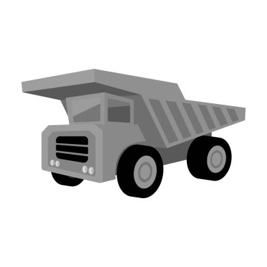Sarı damperli kamyon siyah jantlar ile. Madene minerallerin taşınması için kullanılan araç. Benim tek renkli stil vektör simge stok çizimde sanayi tek simge.