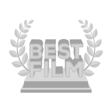 Altın heykel bir çelenk ve yazıt. En iyi film Ödülü. Tek renkli stil vektör simge stok çizimde tek simge Film Ödülleri.