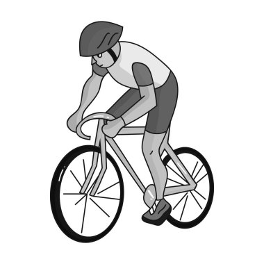 Sahada onun Bisiklete binmek bir kask ile bir atlet. Cycling.Olympic spor tek tek renkli stil vektör simge stok çizim simgesini.
