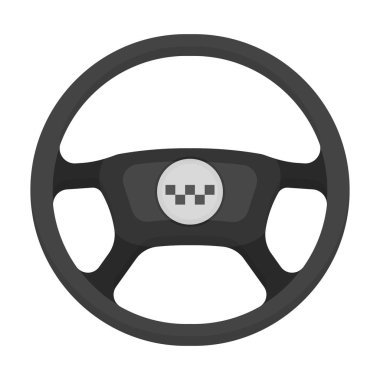 Siyah tekerlek sarı taksi arması ile. Taksi araba kontrol etmek için öğe. Taksi istasyonu tek simge tek renkli stil vektör simge stok çizimde.