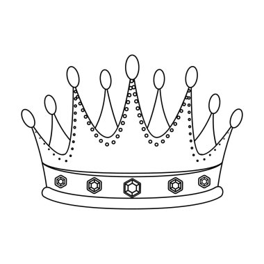 Güzellik Yarışması Birincisi Pırlantalı altın taç. Anahat stili vektör simge stok çizim simgesini tek ödül ve kupa.