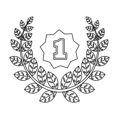 Metal altın bir çelenk. Birincilik Ödülü. Anahat stili vektör simge stok çizim simgesini tek ödül ve kupa.