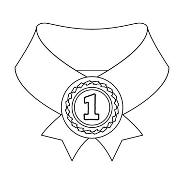 Altın Ödülü. Madalya Madalyası. Anahat stili vektör simge stok çizim simgesini tek ödül ve kupa.