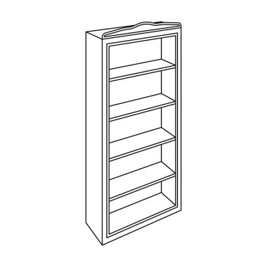 Küçük kitaplık. Okumak için eve library.books. Yatak Odası Mobilya tek simge anahat stili vektör simge stok çizimde.