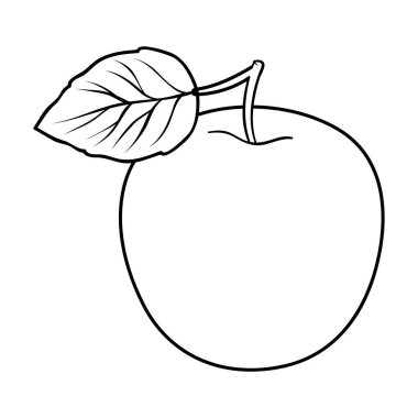 Yaprak yeşil elma. Uygun bir diyet Diyabet için. Anahat stili vektör simge stok çizimde diyabet tek simge.