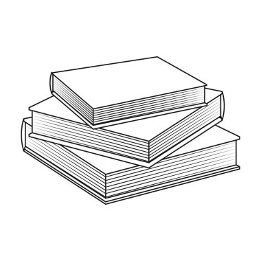 Kitap simgesi beyaz arka plan üzerinde izole anahat tarzı yığını. Kütüphane ve kitabevi sembol stok vektör çizim.