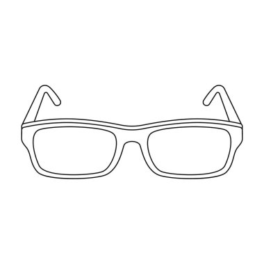 Gözlük simgesi beyaz arka plan üzerinde izole anahat tarzı. Kütüphane ve kitabevi sembol stok vektör çizim.