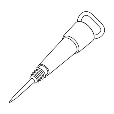 Demir kırıcı. Kayalar vurma için çekiç. Aracı madenci. Benim sanayi tek simge anahat stili vektör simge stok çizimde.