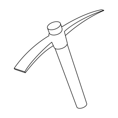 Ahşap bir kazma ile an demir uç. Madenciler el ile mineraller madendeki ayıklamak aracı. Benim sanayi tek simge anahat stili vektör simge stok çizimde.