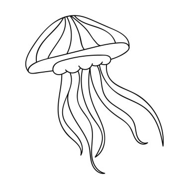 Jöle balık simgesi beyaz arka plan üzerinde izole anahat tarzı. Deniz hayvanları hisse senedi vektör çizim sembolü.