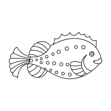 Deniz balık simgesi beyaz arka plan üzerinde izole anahat tarzı. Deniz hayvanları hisse senedi vektör çizim sembolü.