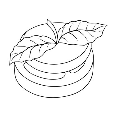 Sandviç vejetaryen mutfağı. Hamburger domates ve peynir nane yaprağı. Vejetaryen yemekleri anahat stili vektör simge stok çizim simgesini tek.