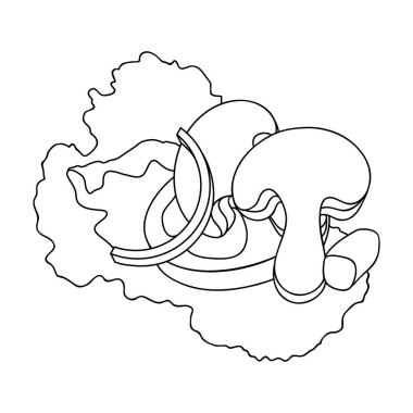 Ekolojik sebze salatası. Salata vejetaryenler için. Vejetaryen yemekleri anahat stili vektör simge stok çizim simgesini tek.