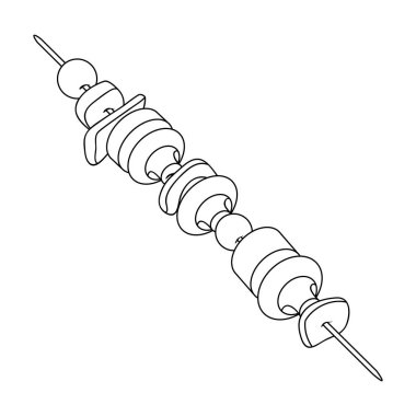 Bir şiş ızgara sebze. Açık havada yemek pişirmek için vejetaryen yemekler. Vejetaryen yemekleri simgesi anahat stili vektör simge stok web çizimde tek.