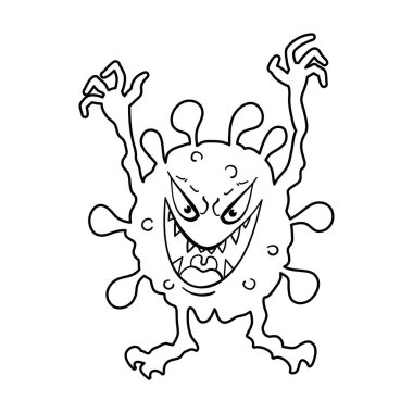 Yeşil virüs simgesi beyaz arka plan üzerinde izole anahat tarzı. Virüsler ve bakteriler sembol stok vektör çizim.