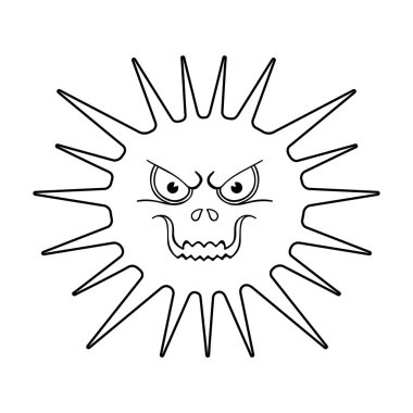 Gri virüs simgesi beyaz arka plan üzerinde izole anahat tarzı. Virüsler ve bakteriler sembol stok vektör çizim.