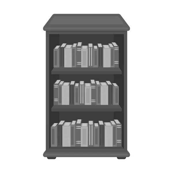 书柜，带书图标在白色背景上孤立的单色风格。图书馆和书店象征股票矢量图. — 图库矢量图片
