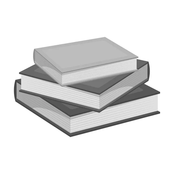 Stapel boeken pictogram in zwart-wit stijl geïsoleerd op een witte achtergrond. Bibliotheek en boekhandel symbool voorraad vectorillustratie. — Stockvector