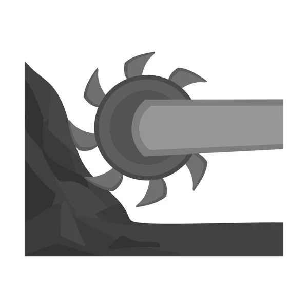 Grote snijden wiel. Machine voor winning van mineralen. Mijne industrie één pictogram in zwart-wit stijl vector symbool stock illustratie. — Stockvector