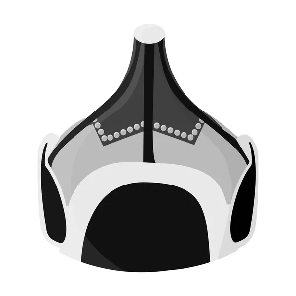 Casco militar mongol. Casco de metal de color forma cónica. Mongolia único icono en el estilo monocromo vector símbolo stock illustration . — Vector de stock