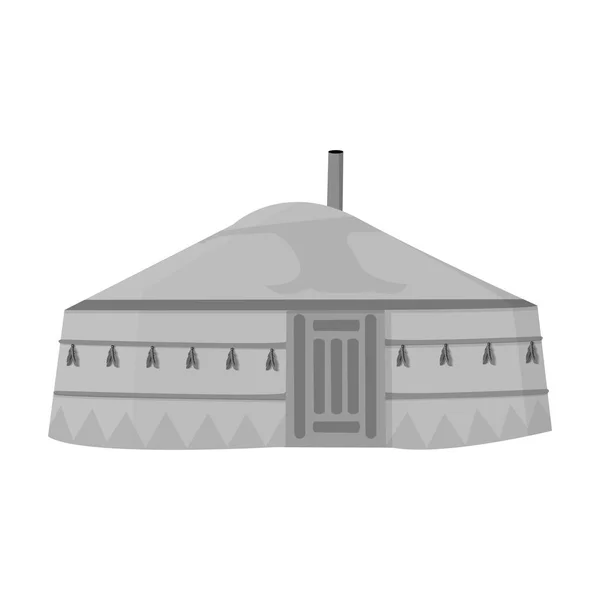 Tent in the Mongolian patterns.Mongolian tent.Housing the ancient Mongols.Mongolia single icon in monochrome style vector symbol stock illustration. — Stock Vector