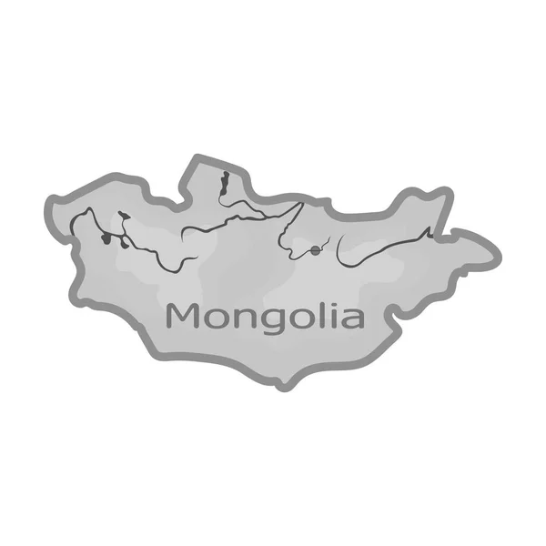 Zelená mapa Mongolia.Mongolia na mapě světa. Mongolsko jedna ikona v monochromatickém stylu vektor symbol skladem ilustrace. — Stockový vektor