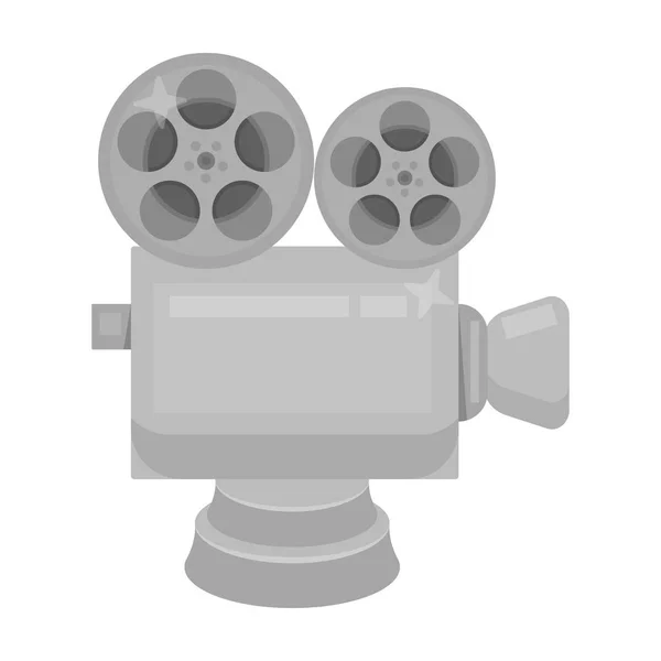 Silberne Kamera mit Film.der Preis für die beste Verfilmung des Films .movie verleiht ein einzelnes Symbol im monochromen Stil Vektor Symbol Stock Illustration. — Stockvektor