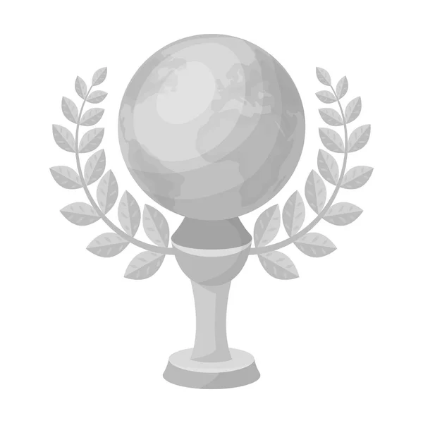 Gyllene planet med en krans. Pokalen för bästa filmen om Earth.Movie awards enda ikon i svartvit stil vektor symbol stock illustration. — Stock vektor