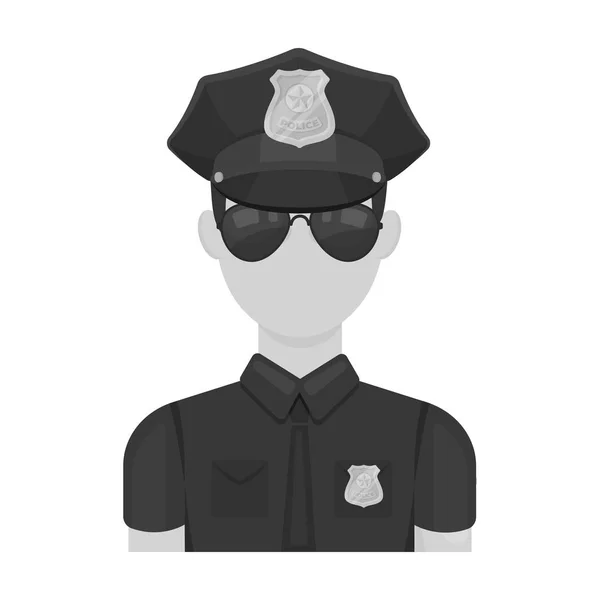 Ікона поліцейського в монохромному стилі ізольована на білому тлі. Поліцейський символ запас Векторні ілюстрації . — стоковий вектор