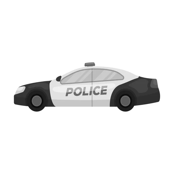 Rendőrségi autó ikon elszigetelt fehér háttér, fekete-fehér stílusban. Rendőrség szimbólum vektor stock illusztráció. — Stock Vector
