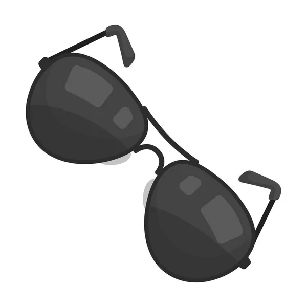 Aviator solglasögon ikonen i svartvit stil isolerad på vit bakgrund. Polisen symbol lager vektorillustration. — Stock vektor