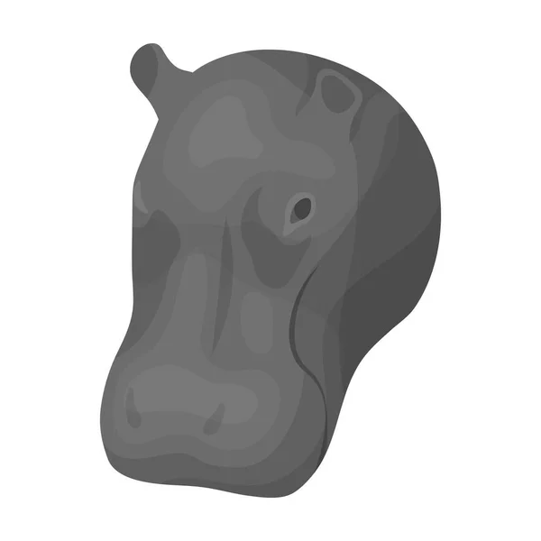 Hippopotamus icon in monochrome style isolated on white background. Realistic animals symbol stock vector illustration. — Stock Vector