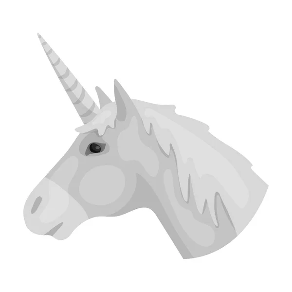 Ikon Unicorn dalam gaya monokrom diisolasi dengan latar belakang putih. Ilustrasi vektor stok simbol negara Skotlandia . - Stok Vektor