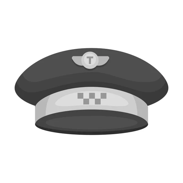 Casquette noire avec le logo d'un taxi. Chauffeur de taxi en uniforme. Station de taxi icône unique dans le symbole vectoriel de style monochrome illustration stock . — Image vectorielle