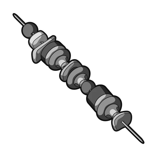 Grillade grönsaker på spett. Vegetariska måltider för matlagning utomhus. Vegetariska rätter enda ikonen i svartvit stil vektor symbol lager web illustration. — Stock vektor